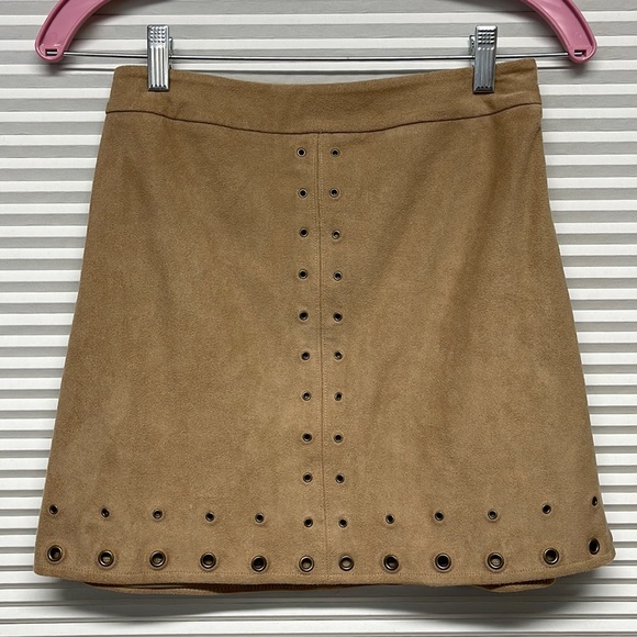 Express Dresses & Skirts - 0 // EXPRESS NWT Tan Faux Suede Grommet Mini Skirt